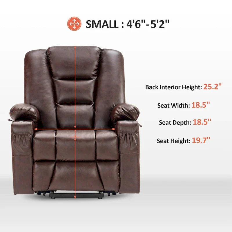 MCombo Compact Power Lift Recliner Chair with Massage and Heat for Seniors, Faux Leather Model 7569