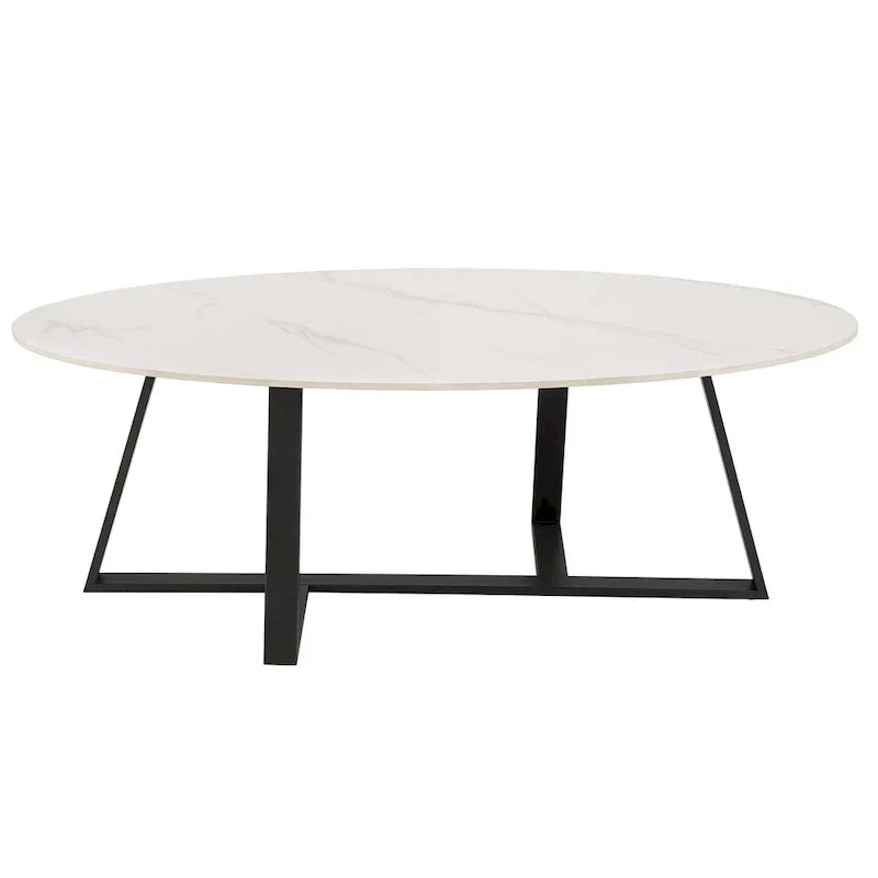 iNSPIRE Q Modern Jurmala Glossy Sintered Stone Tables with Grey Metal Base