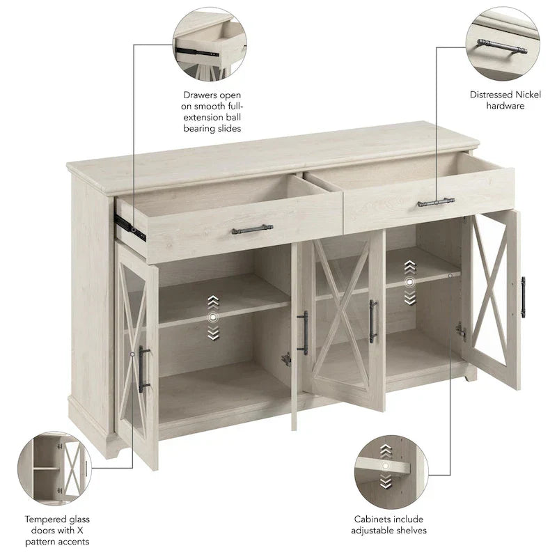 Lennox 60-Inch Buffet Cabinet with Drawers by Bush Furniture