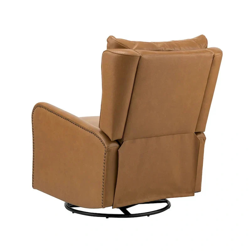 Jordano Mid-Century Leather Recliner with Metal Base by HULALA HOME