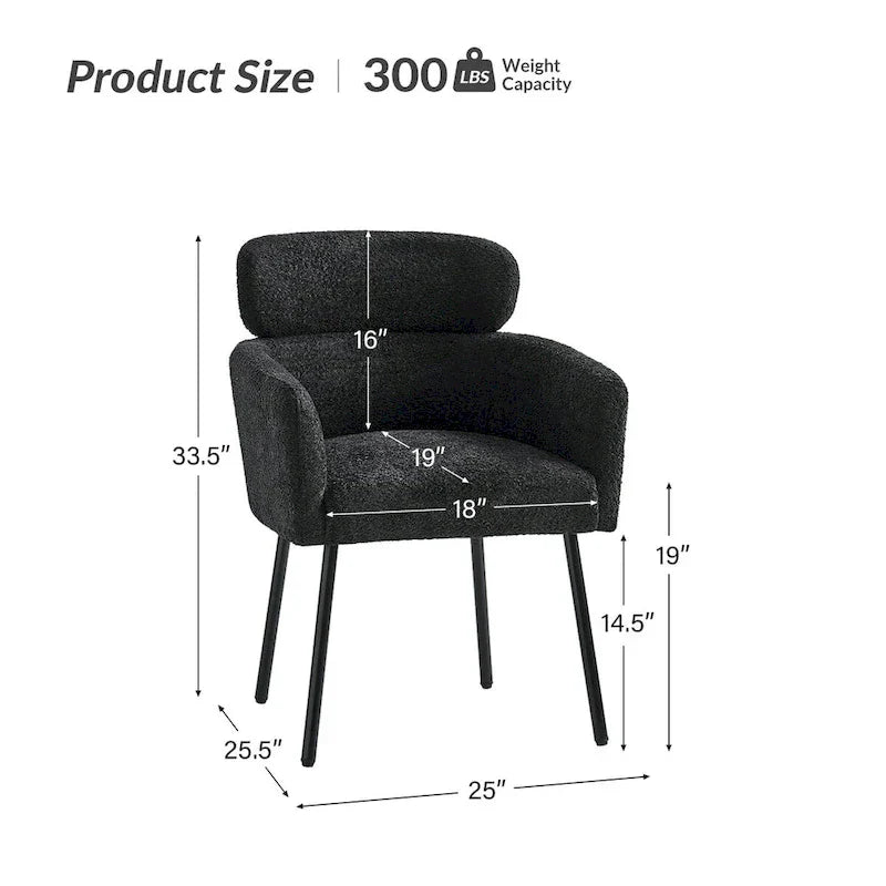 Set of 4 Amos Modern Boucle Dining Chairs with Adjustable Feet by HULALA HOME