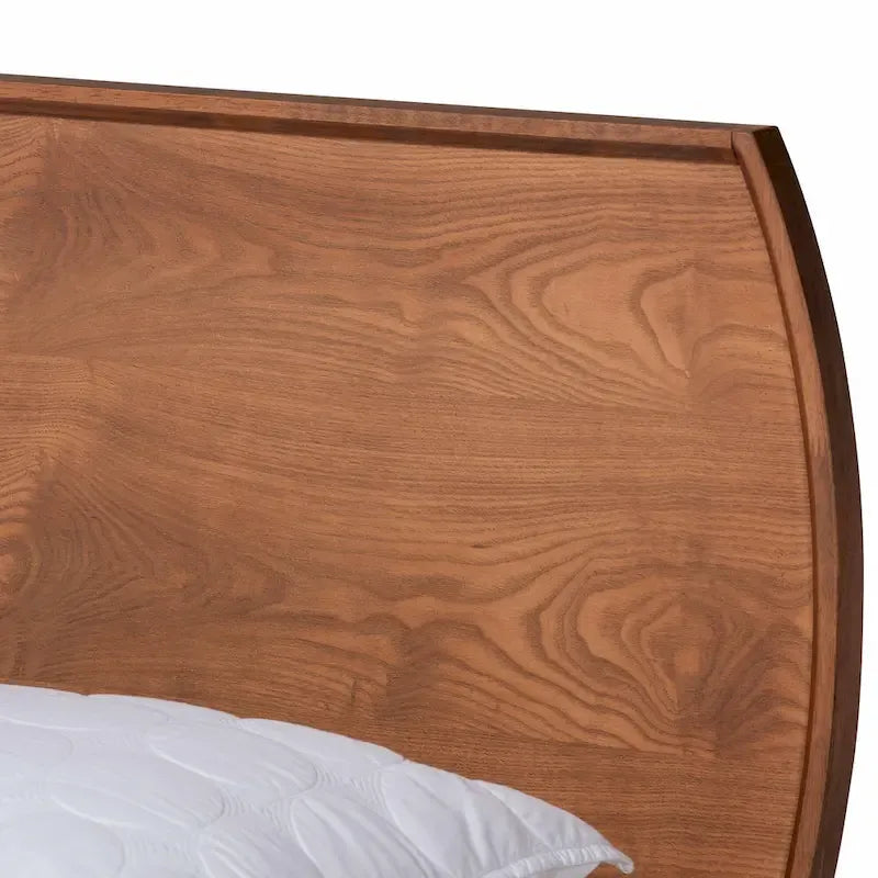 Mid-Century Walnut Brown Wood Platform Bed by Aimi