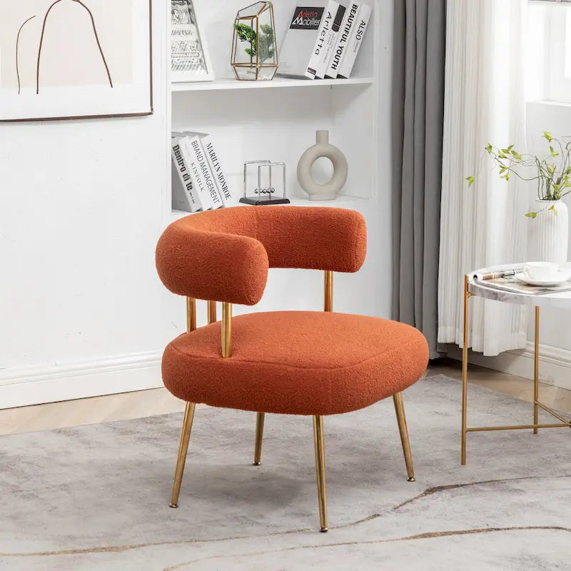 SEYNAR Contemporary Glam Upholstered Open-Back Accent Chair with Gold Legs