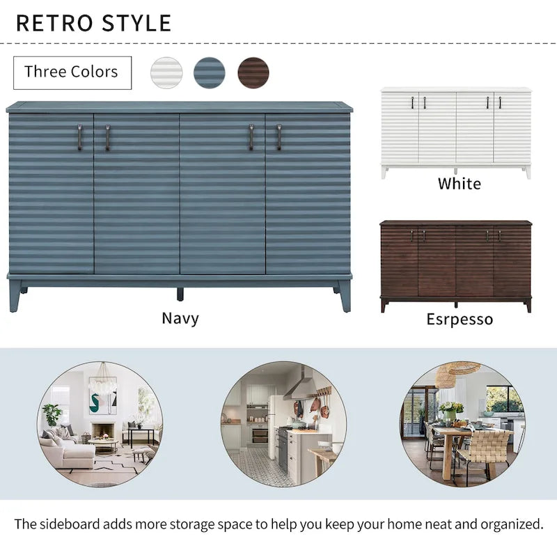Large 4-Door Sideboard Buffet with Adjustable Shelves for Ample Storage