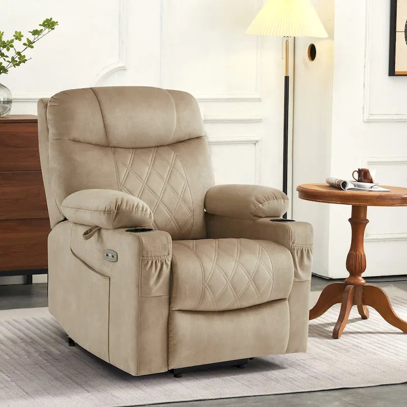MCombo Compact Dual Motor Power Lift Recliner Chair with Massage, Dual Heating, and Adjustable Headrest - Model 7222