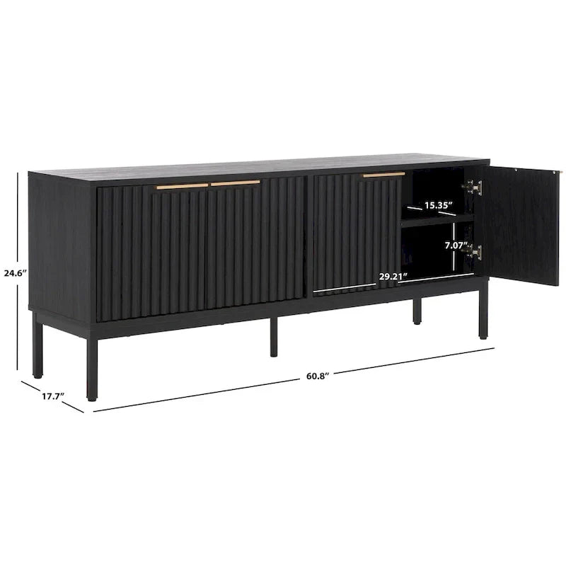 SAFAVIEH Deandra 4-Door Media Stand for Entertainment - Accommodates Up to 65-Inch Flat Screen TV - Dimensions: 60.8" W x 17.7" D x 24.6" H