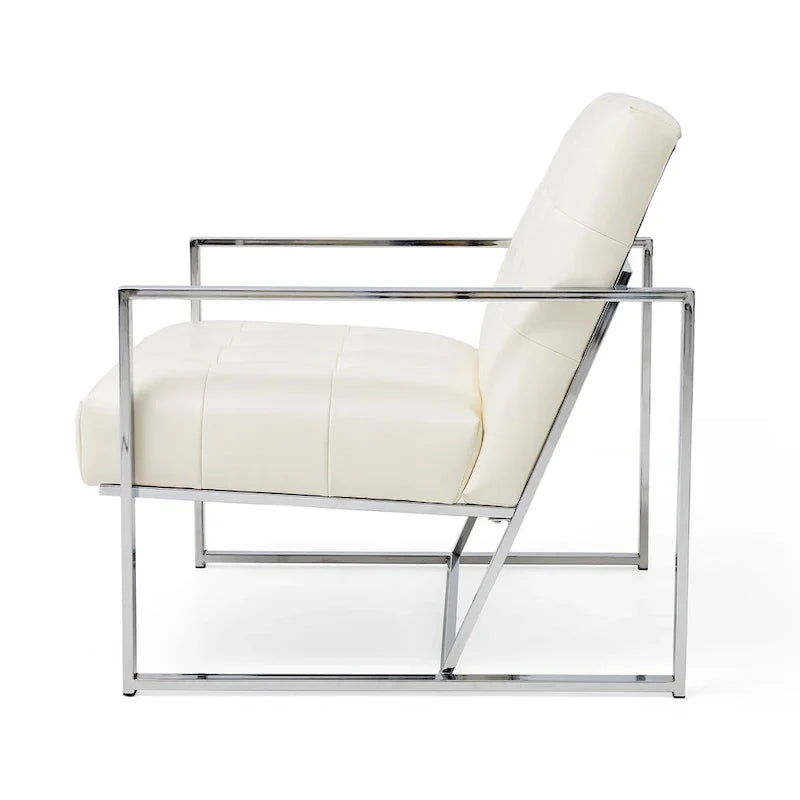 Glitzhome Set of 2 Mid-Century Tufted Accent Chairs in 29.25W PU Leather