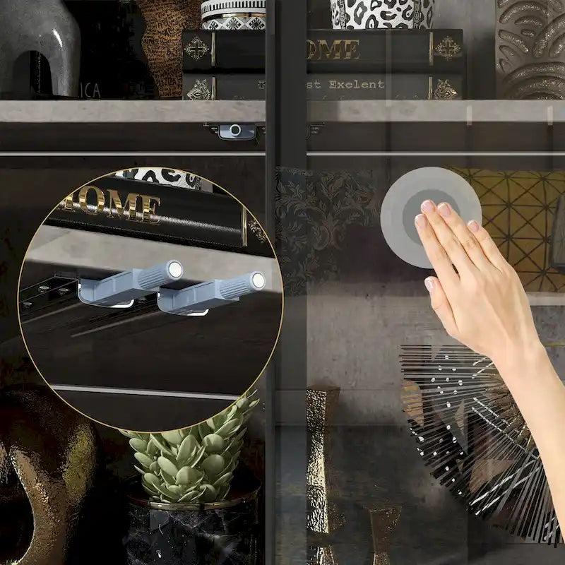 Glass-Door Display Storage Cabinet with LED Lighting