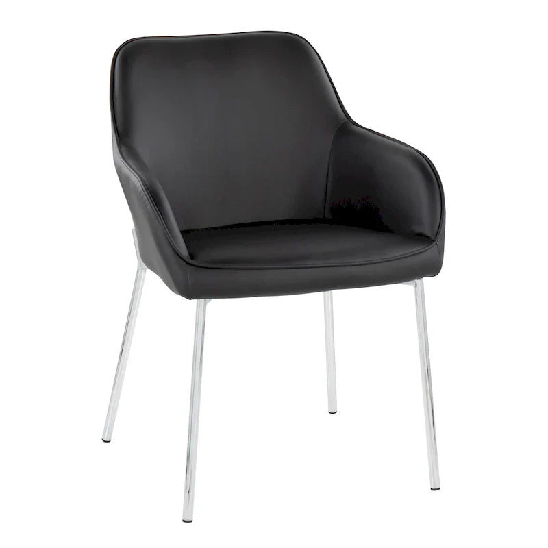 Set of 2 Silver Orchid Galotti Chrome Upholstered Dining Chairs