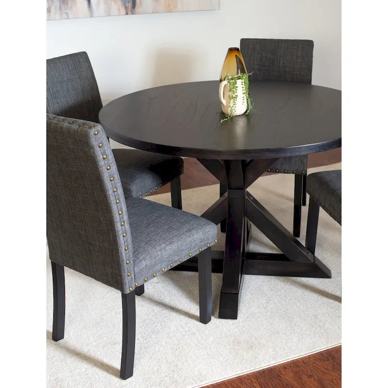 Roundhill Furniture Mytzi 5-Piece Dining Set: Cross-Buck Table with 4 Elegant Chairs