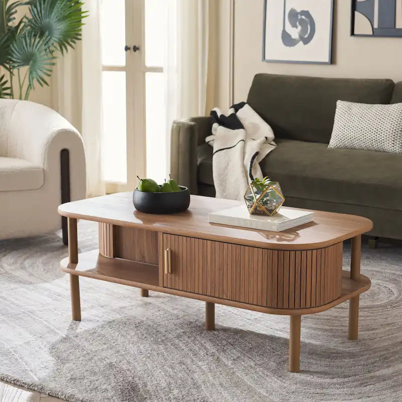 SAFAVIEH Home Tealla 2-Door Tambour Coffee Table - 43"W x 22"D x 17"H