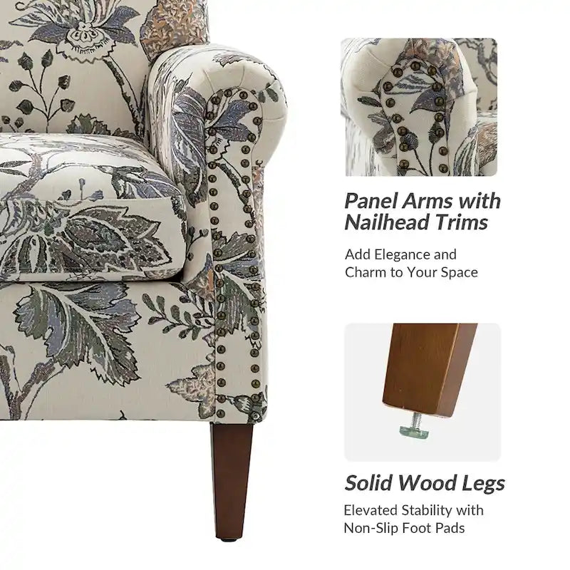 Giampiero Upholstered Wooden Armchair with Nailhead Accents by HULALA HOME
