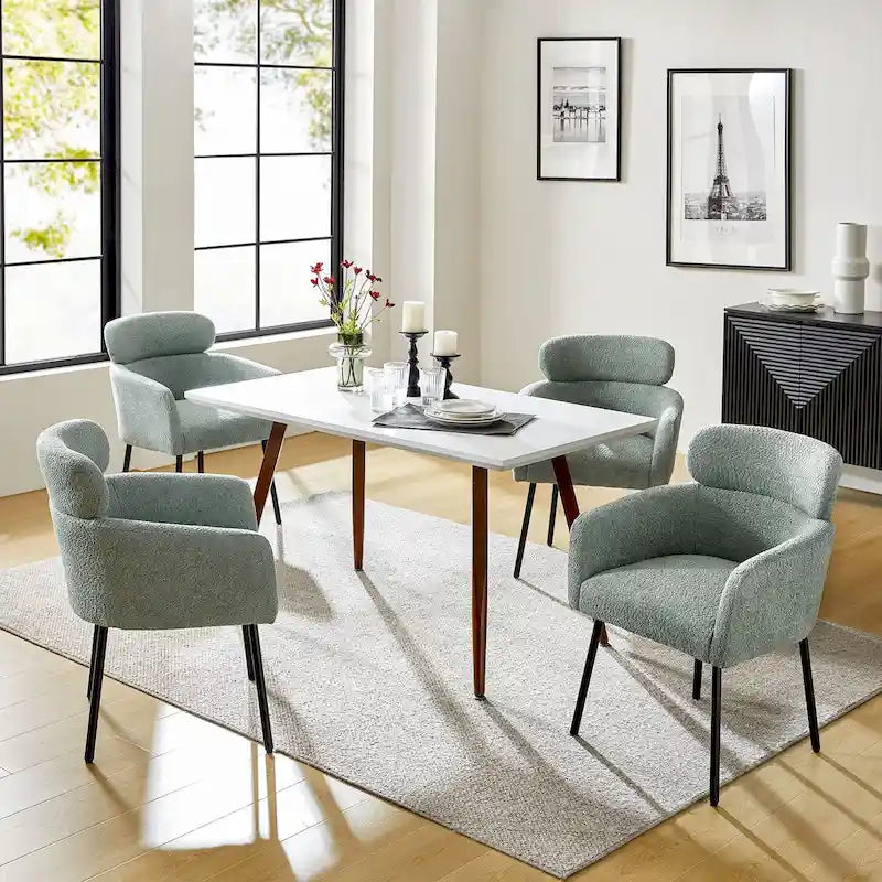 Set of 4 Amos Modern Boucle Dining Chairs with Adjustable Feet by HULALA HOME