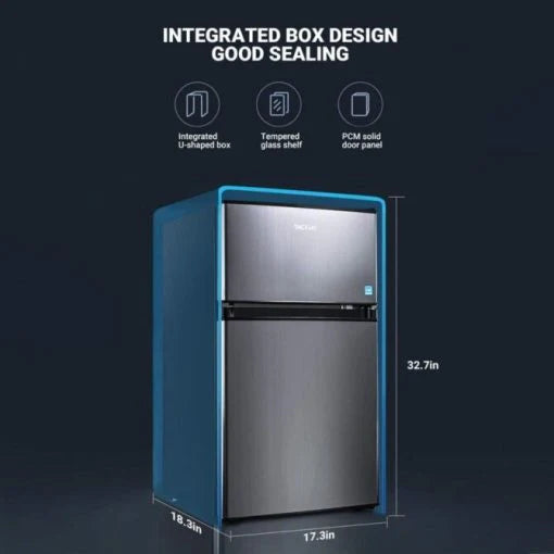 Compact 2-Door Mini Fridge with Freezer, 3.1 Cu.Ft, LED Light, Energy Efficient, Adjustable Temperature
