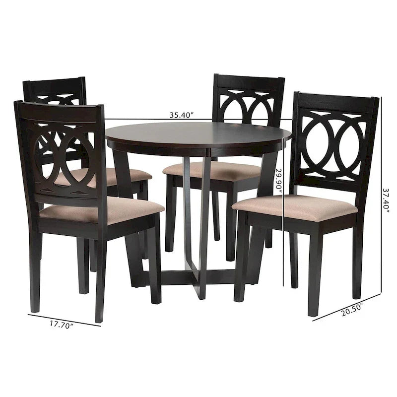 Kara Contemporary 5-Piece Wooden Dining Set