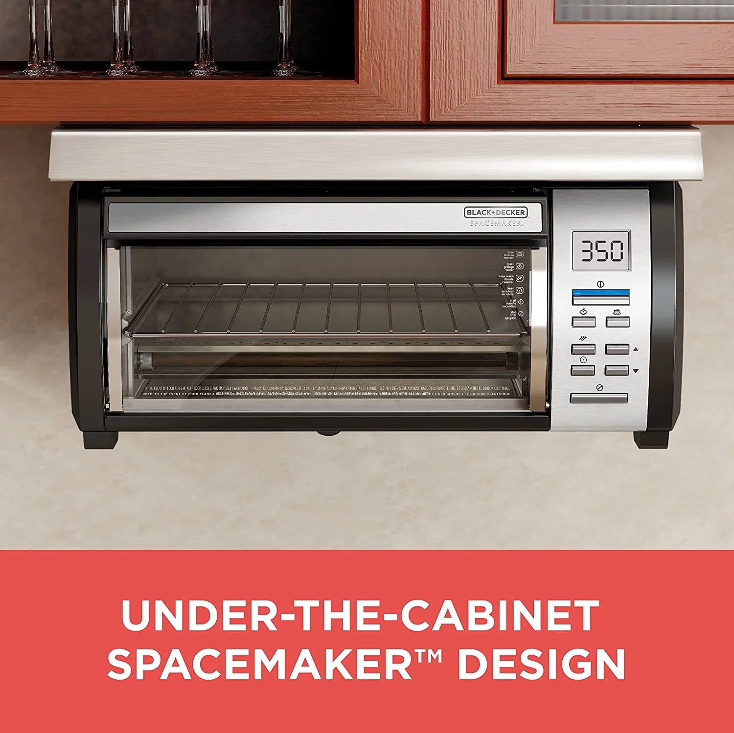 BLACK DECKER SpaceMaker Under Counter Toaster Oven, Digital Controls, Black/Stainless Steel, Fits 9′′ Pizza or 4 Slices