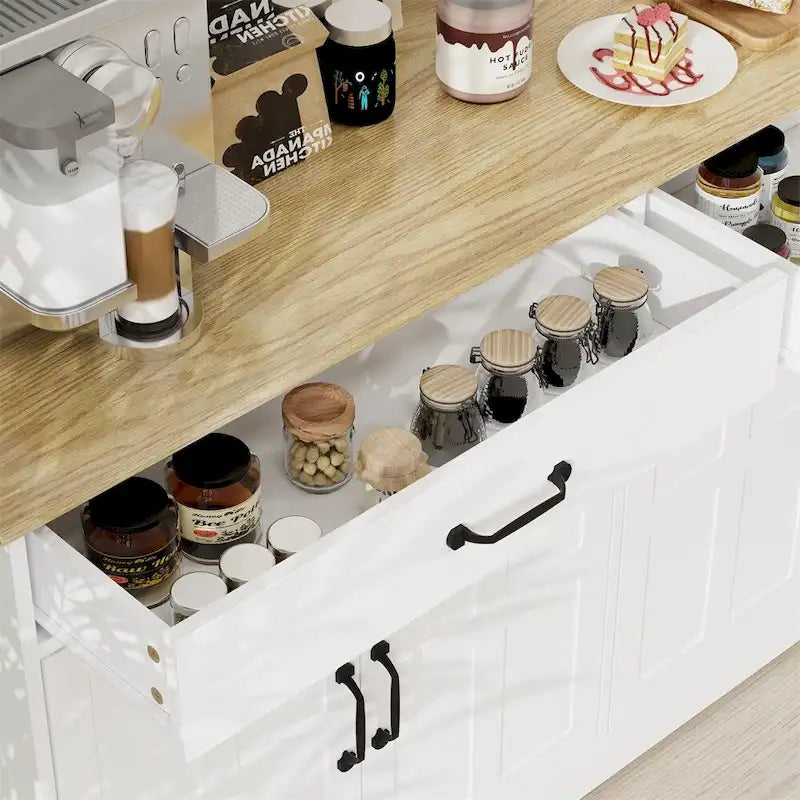 Rustic Farmhouse Sideboard Buffet Cabinet with 2 Drawers and 4 Doors for Storage