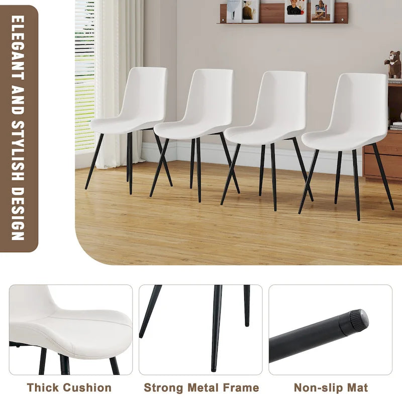 Set of 4 Modern Artificial Leather Dining Chairs for Kitchen