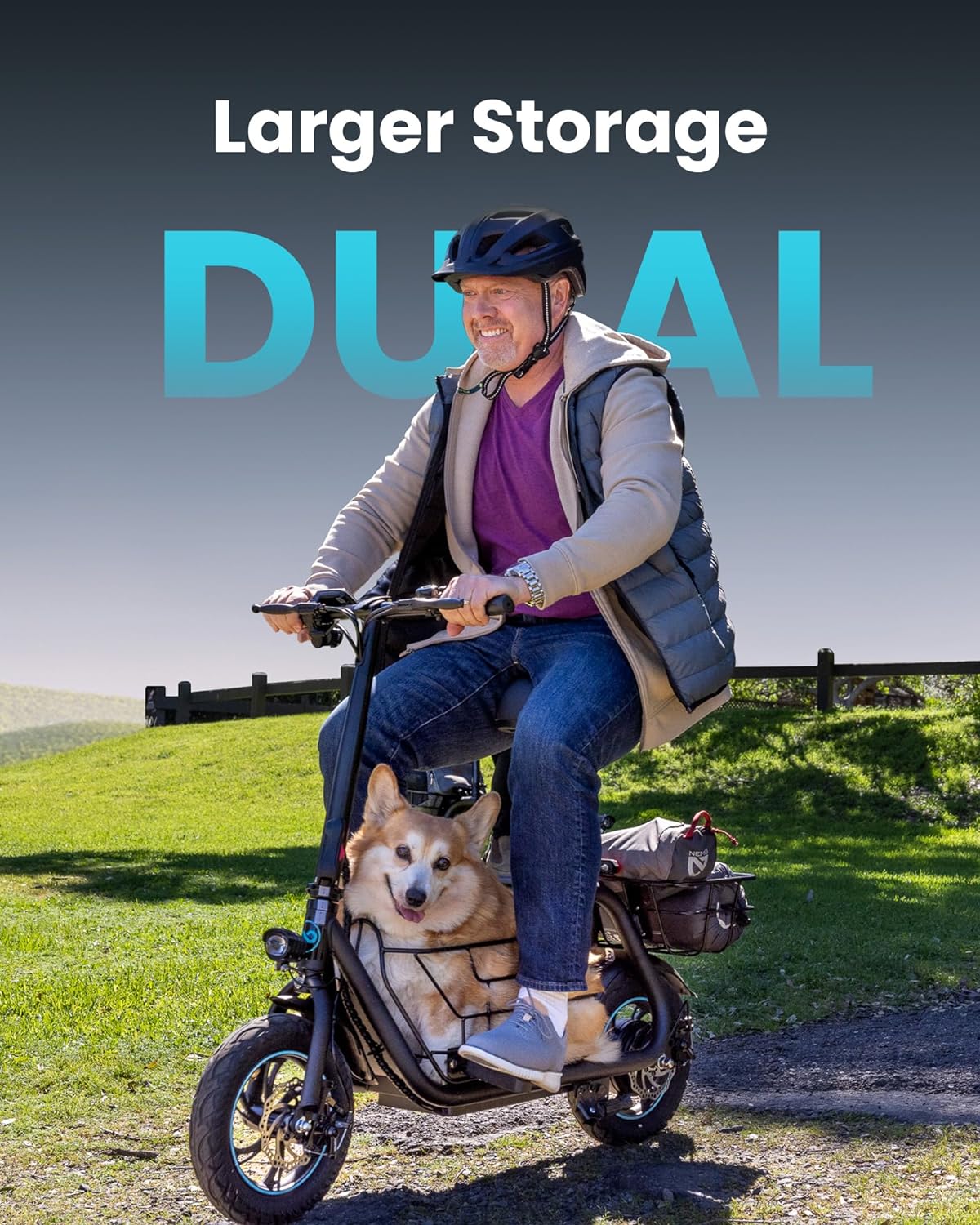 Adults Electric Scooter with Large Middle Basket