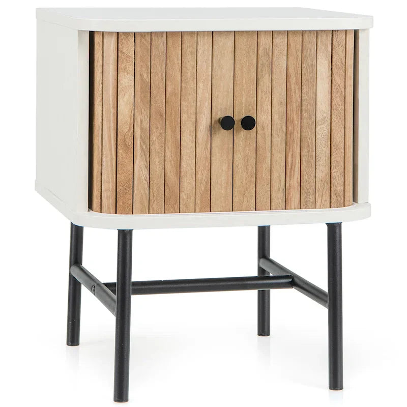 Gymax Set of 2 Compact Modern Nightstands with Sliding Drawer