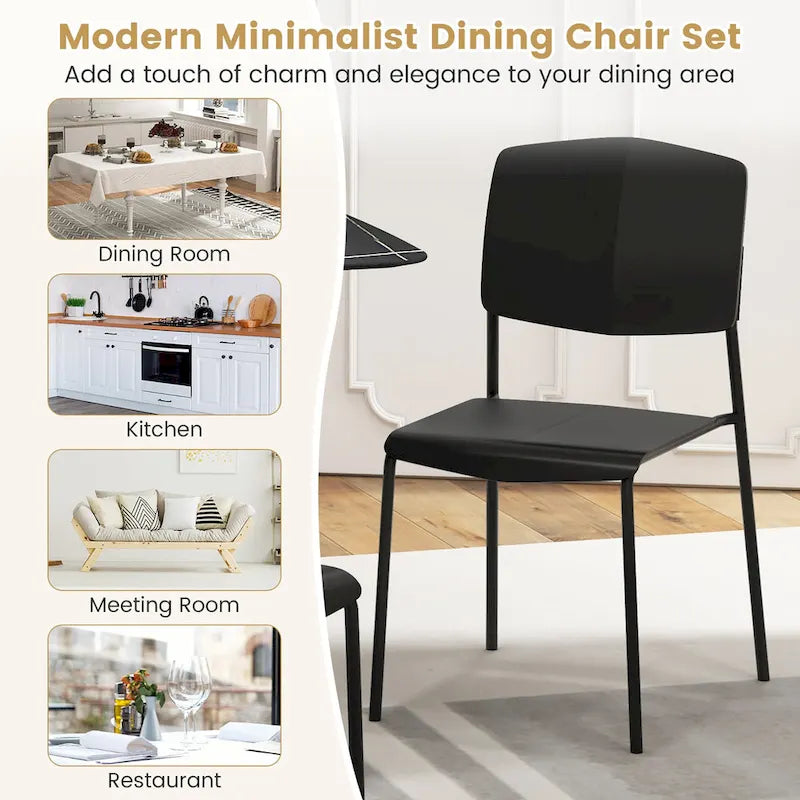 Set of 4 Stackable Dining Chairs with Ergonomic Backrest and Spacious Seat by Gymax