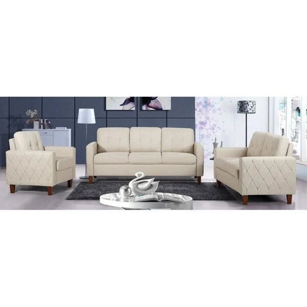 Harrad Mid-Century Modern 3-Piece Tufted Living Room Set