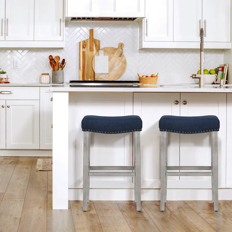 Set of 2 Jameson Gray Upholstered Polyester 29-Inch Bar Stools