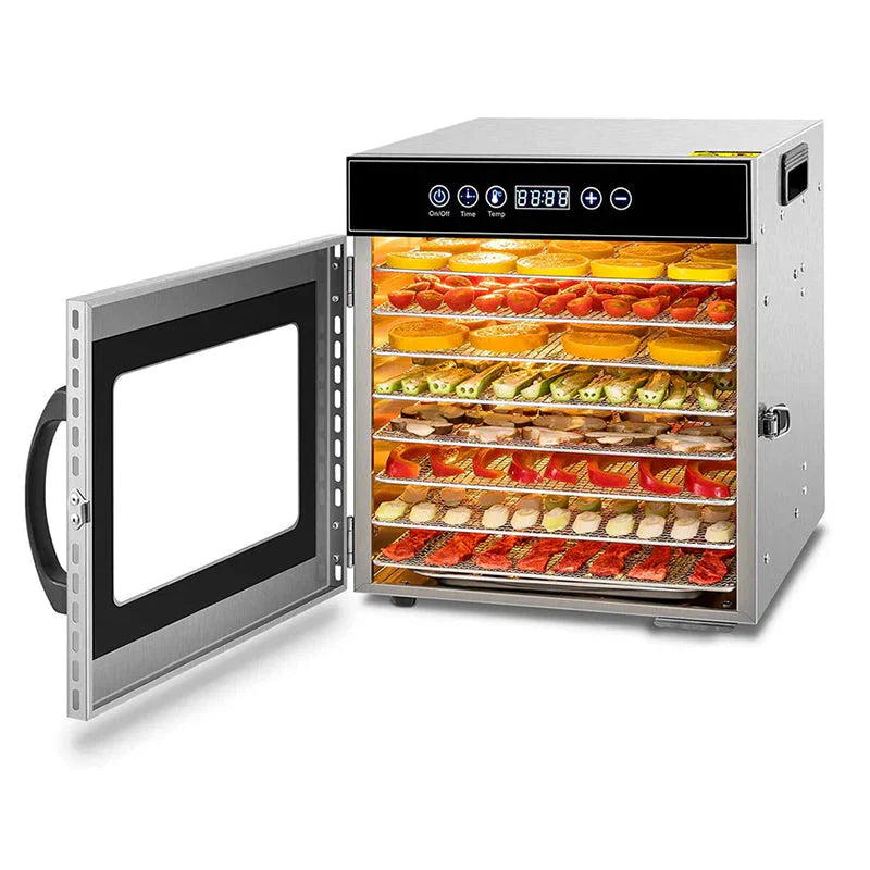 Tray Food Dehydrator, Steel Fruit Dry Machine with 30 90��C Adjustable Thermostat, 24hr Digital Timer