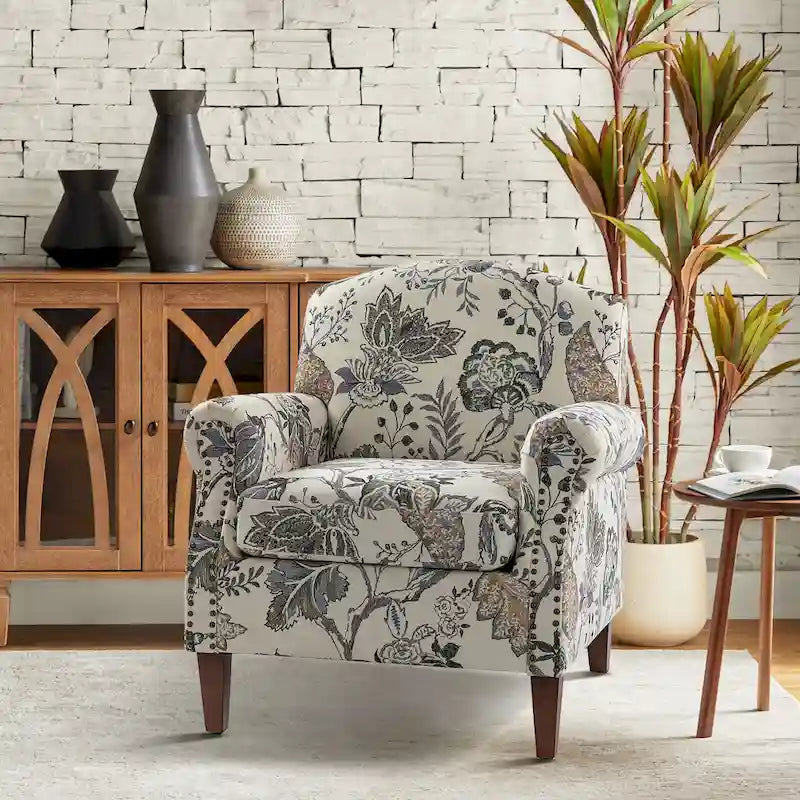 Giampiero Upholstered Wooden Armchair with Nailhead Accents by HULALA HOME