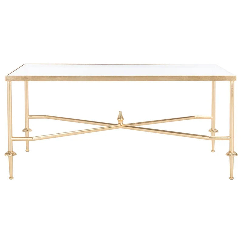SAFAVIEH Couture Araminta Gold Leaf Coffee Table - Dimensions: 44" W x 24" L x 20.5" H