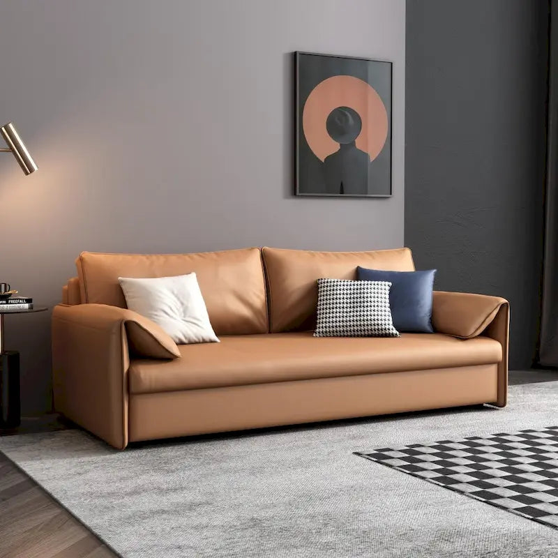 JASIWAY 65.4-Inch Vegan Leather Sleeper Sofa Bed