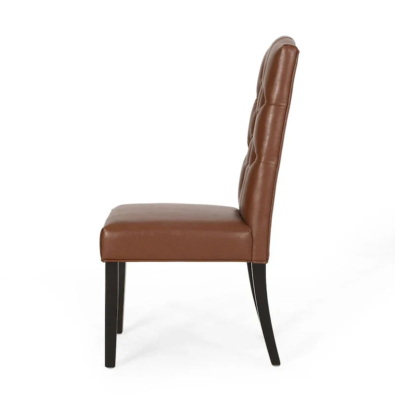 Set of 2 Harriet Modern Tufted Faux Leather Dining Chairs by Christopher Knight Home - Dimensions: 21.5" L x 25.75" W x 41.5" H