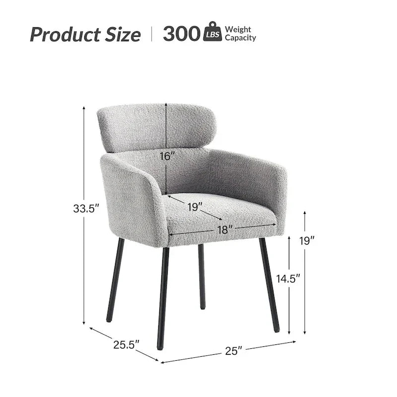 Set of 4 Amos Modern Boucle Dining Chairs with Adjustable Feet by HULALA HOME