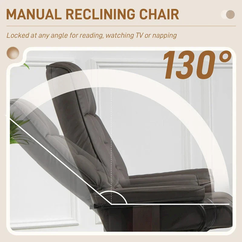 HOMCOM Faux Leather Swivel Recliner Chair with Ottoman and High Back Support