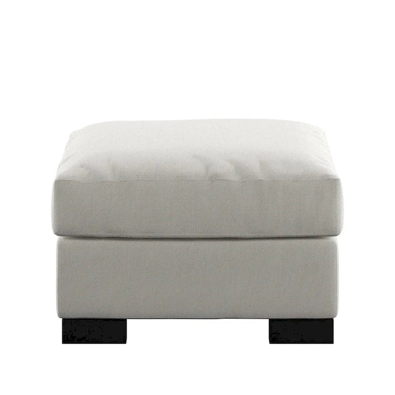 iNSPIRE Q Artisan White Cotton Fabric Down-Filled Ottoman - Lion Design