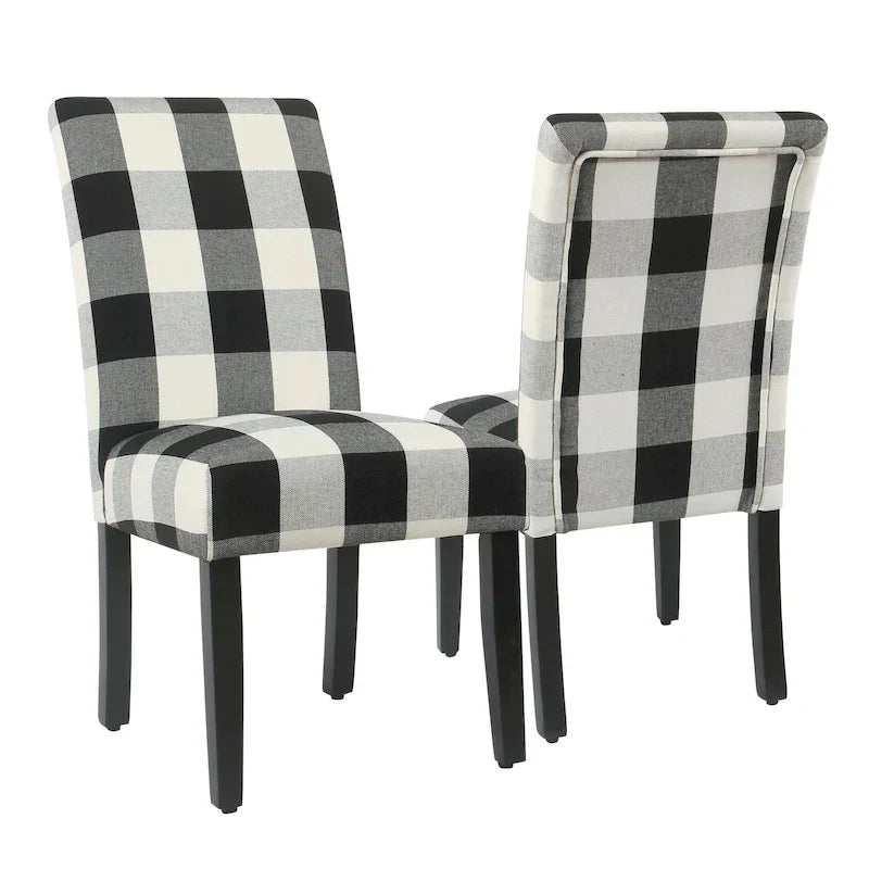 Set of 2 HomePop Black Plaid Parsons Dining Chairs