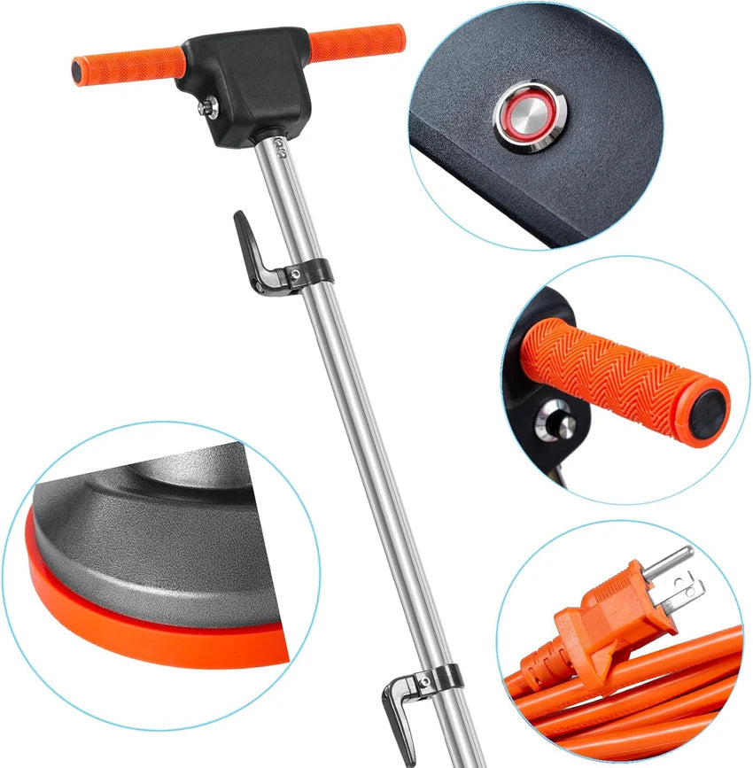 Commercial Floor Scrubber Machine with Brushes and Pads, Heavy Duty Floor Buffer Polisher and Cleaner- Deep Cleaning Tile and Grout, Hardwood Floors and Carpets without Getting on Hands and Knees