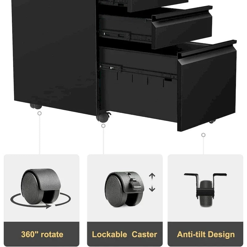 Metal Locking File Cabinet with 3 Drawers for Home Office