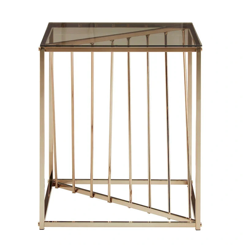 Hannah Square End Tables with Metal and Glass Top by iNSPIRE Q Bold