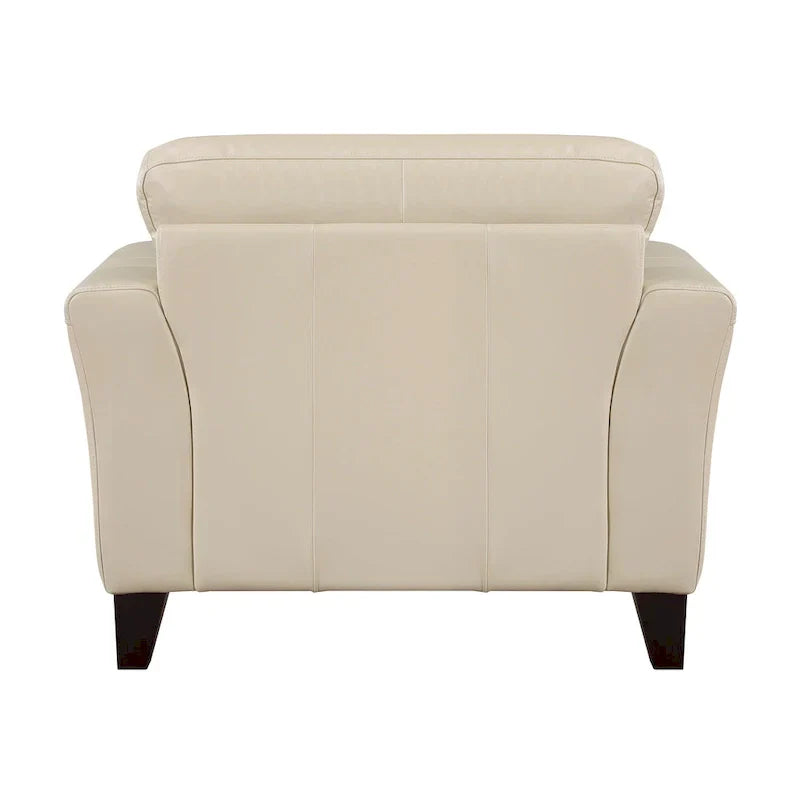 Lisa 38-Inch Cream Top Grain and Split Leather Accent Chair with Solid Wood Frame