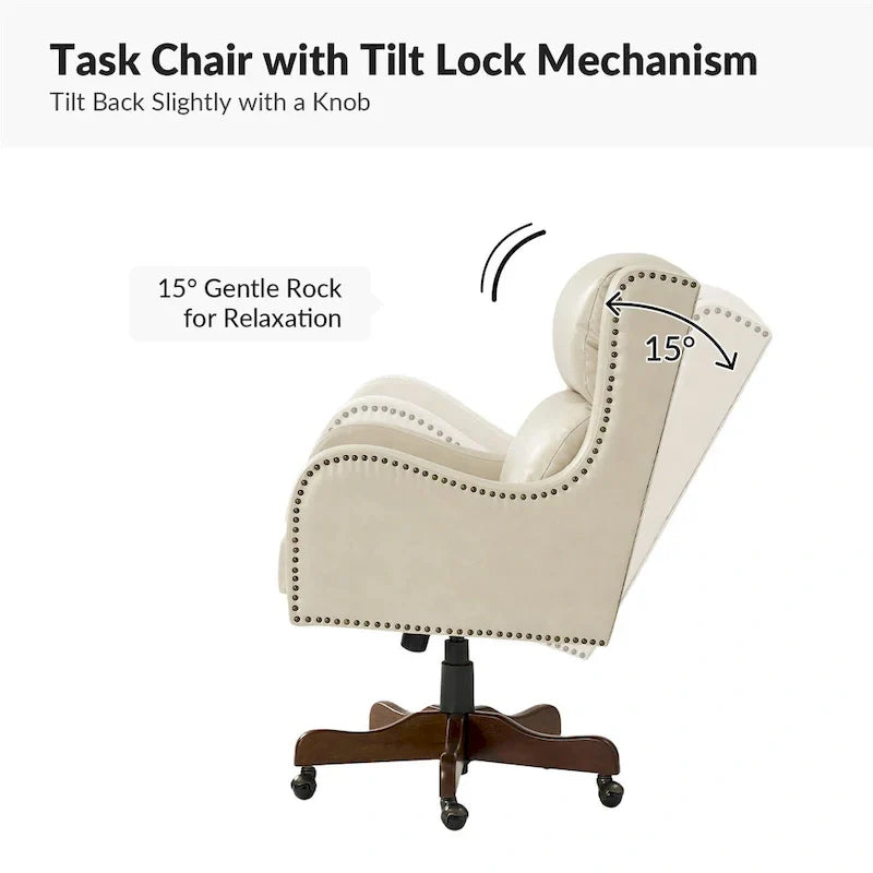 HULALA HOME Pete Adjustable Height Faux Leather Swivel Executive Chair with Tilt Mechanism
