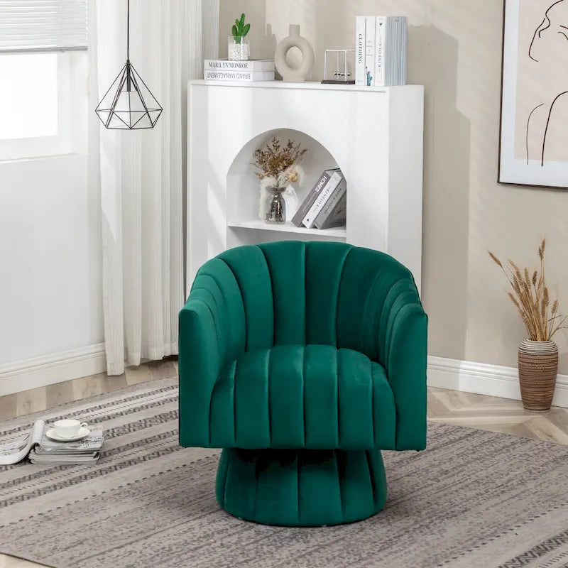 SEYNAR Contemporary Glam Velvet Round Swivel Accent Barrel Chair for Living Room