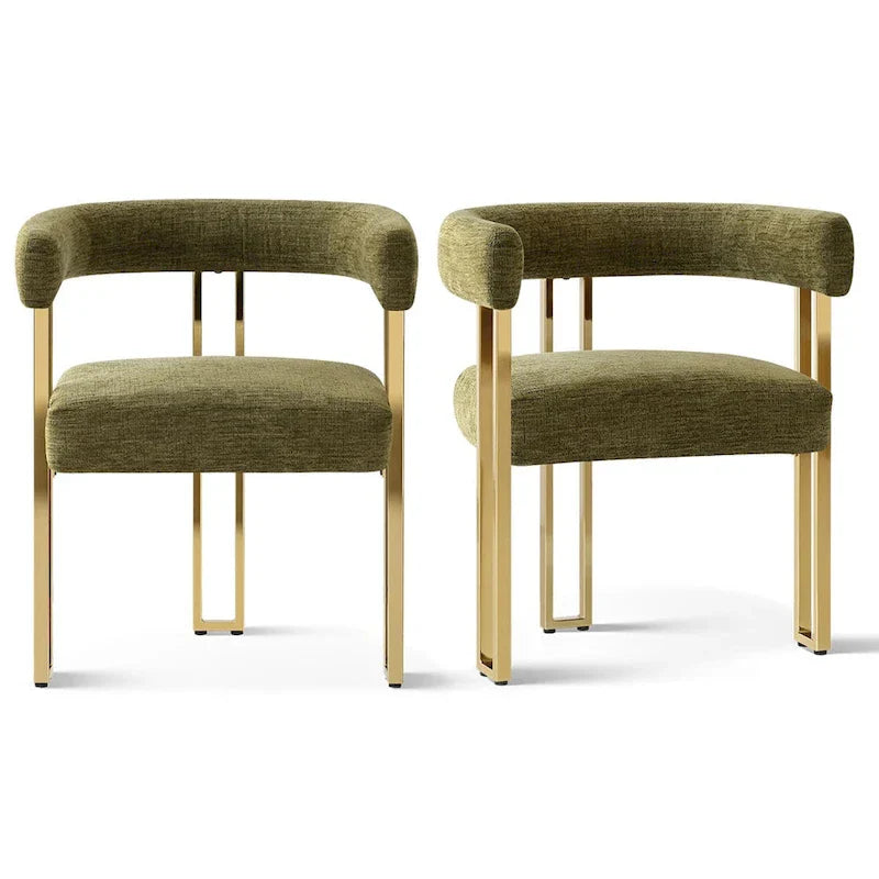 Set of 2 Chenille Upholstered Armchairs