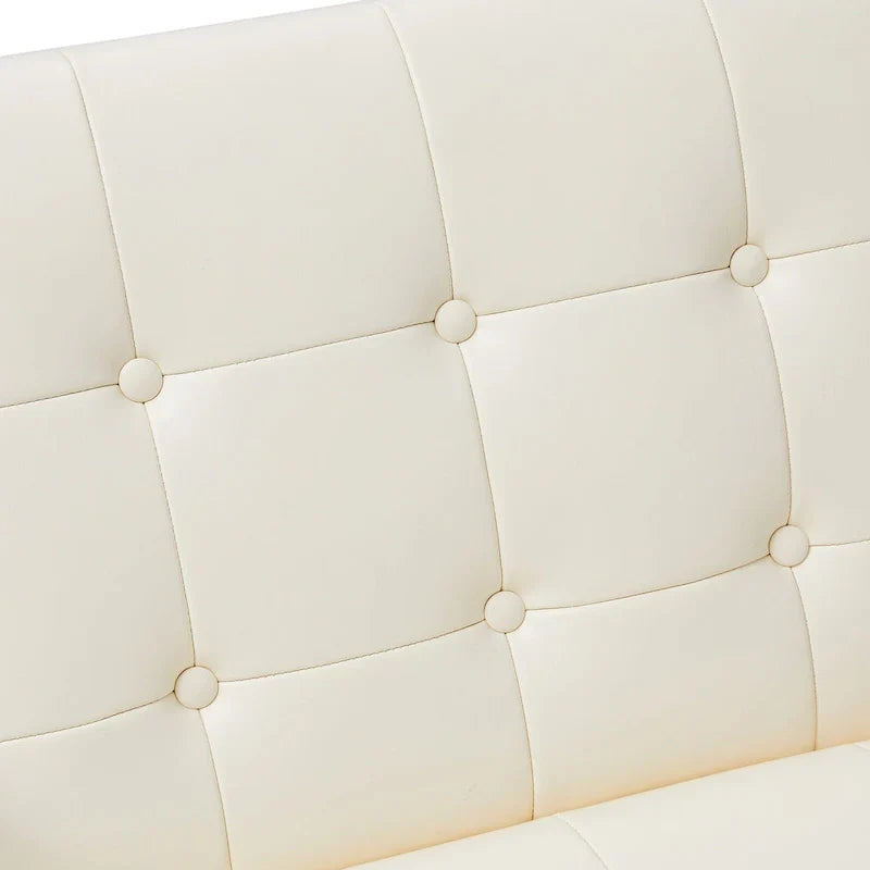Glitzhome Set of 2 Mid-Century Tufted Accent Chairs in 29.25W PU Leather
