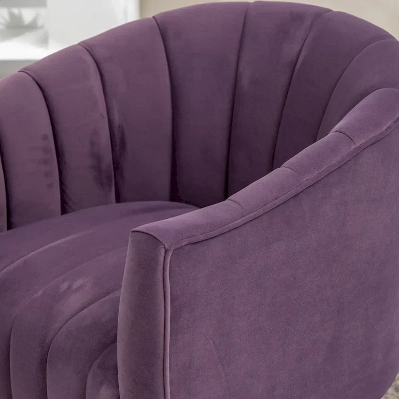 SEYNAR Contemporary Glam Velvet Round Swivel Accent Barrel Chair for Living Room