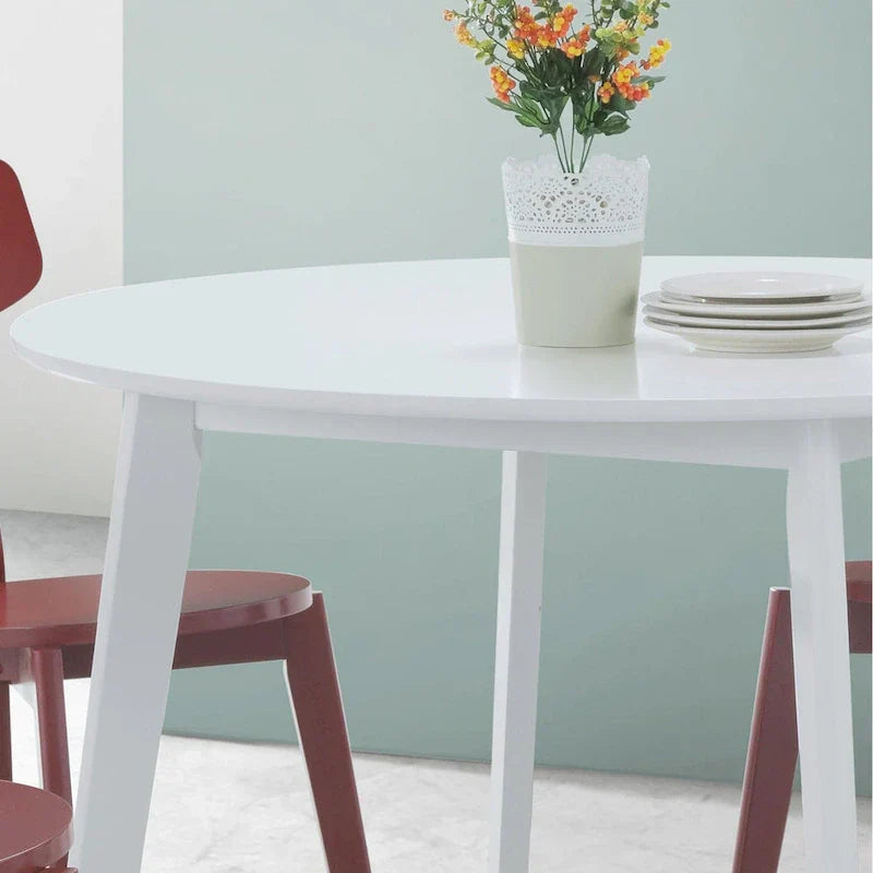 Roundhill Furniture Roma Modern White Round Dining Table