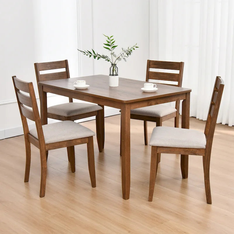 Set of 4 Slat Back Wooden Dining Chairs