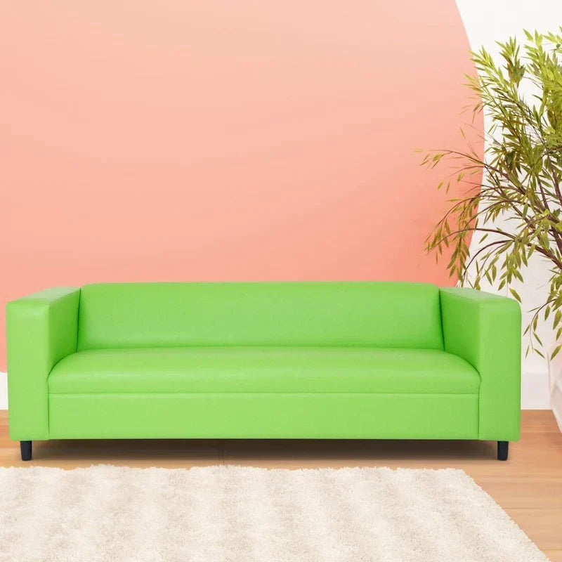 Mid-Century Modern 3-Seater Sofa by Coast to Coast Sofas - Upholstered Faux Leather with Solid Wood Frame