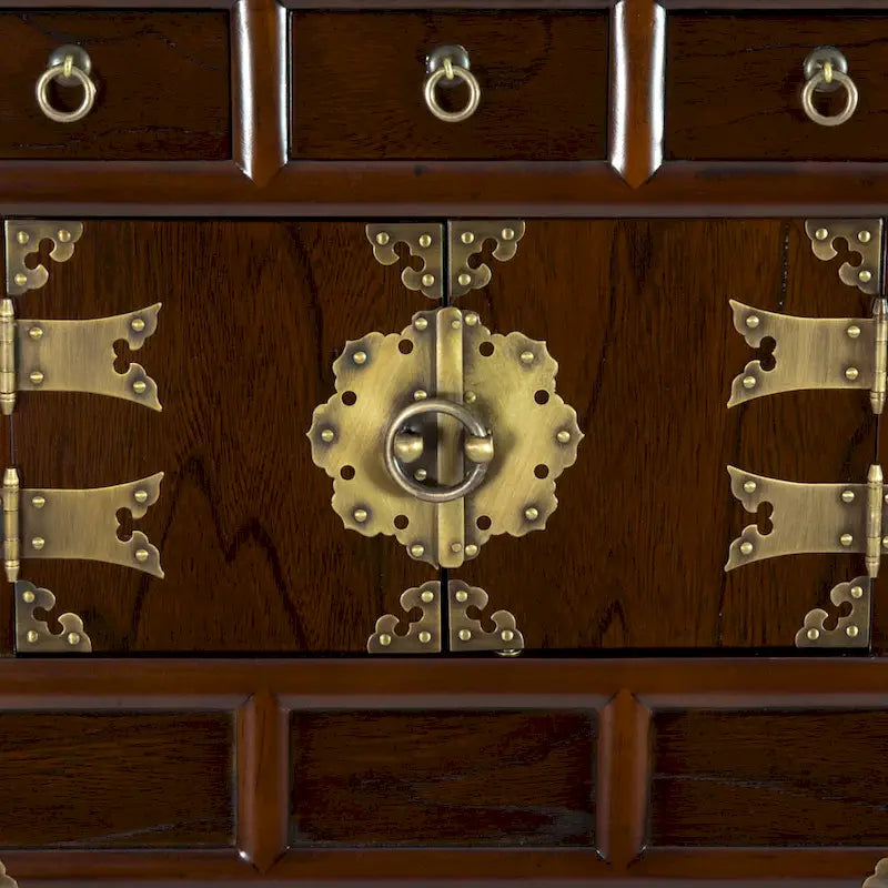 Handcrafted Korean Antique-Style 3-Drawer End Table Cabinet