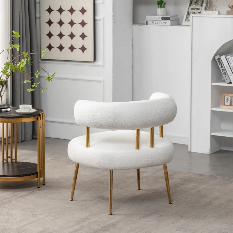 SEYNAR Contemporary Glam Upholstered Open-Back Accent Chair with Gold Legs